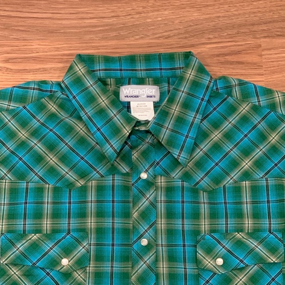Wrangler Cotton Plaid Cowboy Cut Pearl Snap XXL - Picture 5 of 5